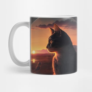 Design of a Cat watching a Sunset Mug